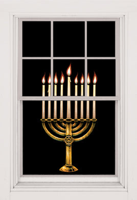 Hannukah Menorah Poster 34.5"x60" backlit plastic poster plus candle flame cover up stickers