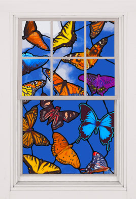 Stained Glass Butterflies Seasonal Summer Decoration and Shade  One 32.4"x54" Backlit Poster