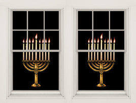 Twin Menorahs Decorations 34.5"x60" Backlit Poster  2 Posters with Cover up Candle Stickers